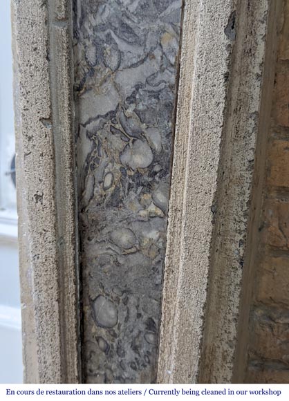 Louis XVI period stone and marble mantel-4