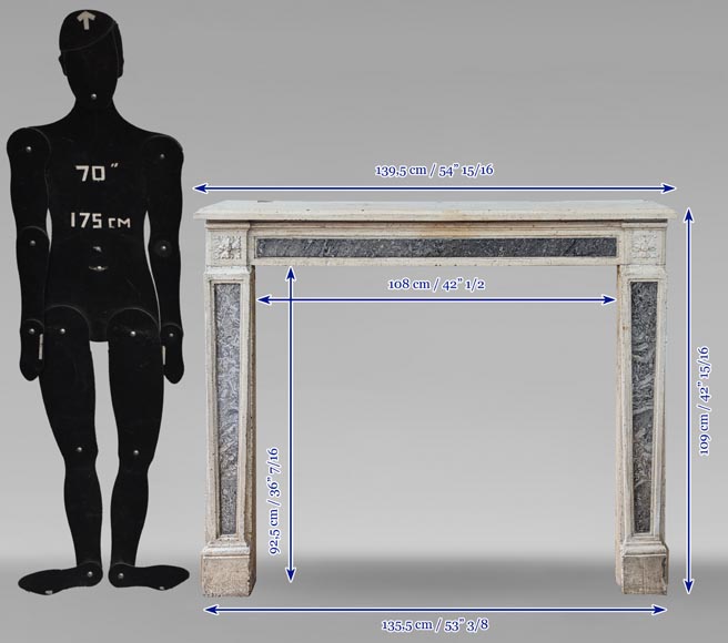 Louis XVI period stone and marble mantel-10