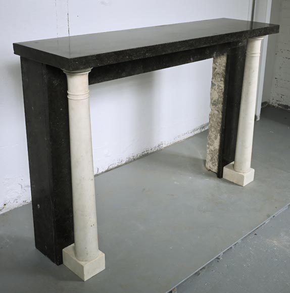 Directoire style mantel with detached columns in statuary marble and granite-2