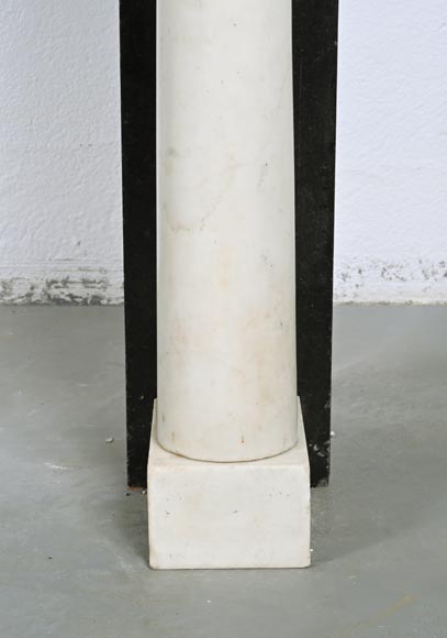 Directoire style mantel with detached columns in statuary marble and granite-7