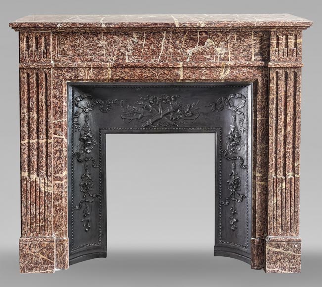 Small Louis XVI style mantel with Campan marble jambs-0