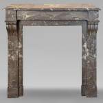 Napoleon III style mantel with modillions in Rouge du Nord marble