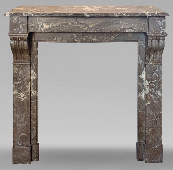 Napoleon III style mantel with modillions in Rouge du Nord marble-0