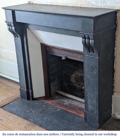 Napoleon III style mantel in black marble with modillions-5