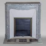 Louis XV style Pompadour mantel in Blue Fleuri marble