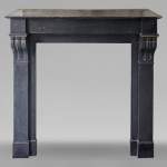 Napoleon III style mantel with modillion in fine black Belgian marble