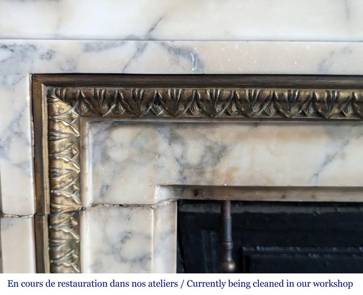 Louis XVI style mantel in Arabescato marble-4