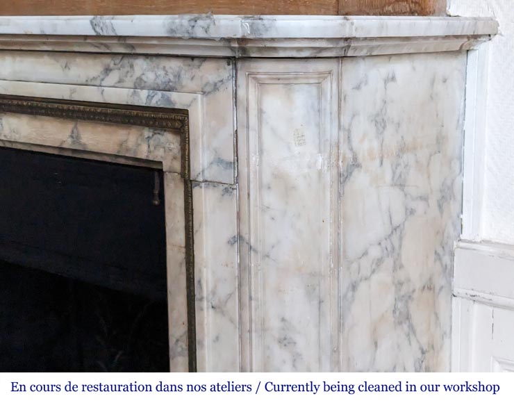 Louis XVI style mantel in Arabescato marble-7