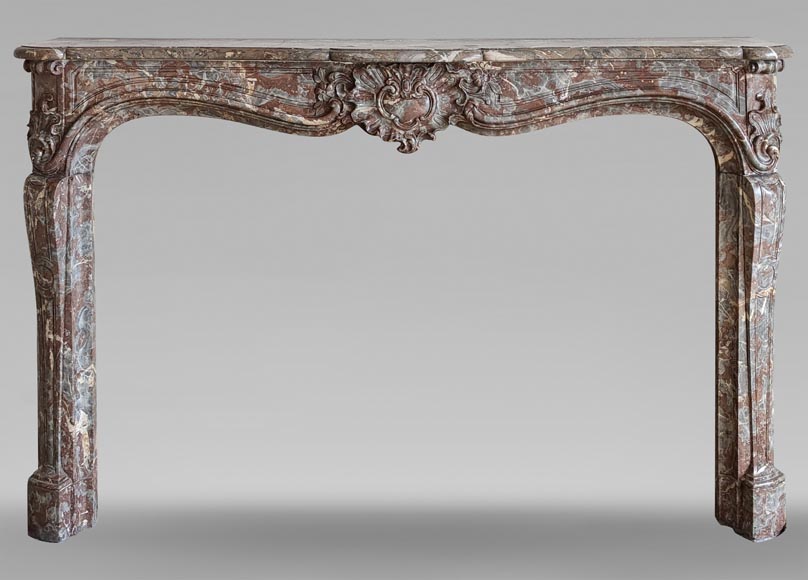 Louis XV style mantel in Rouge Royal marble, 18th century-0
