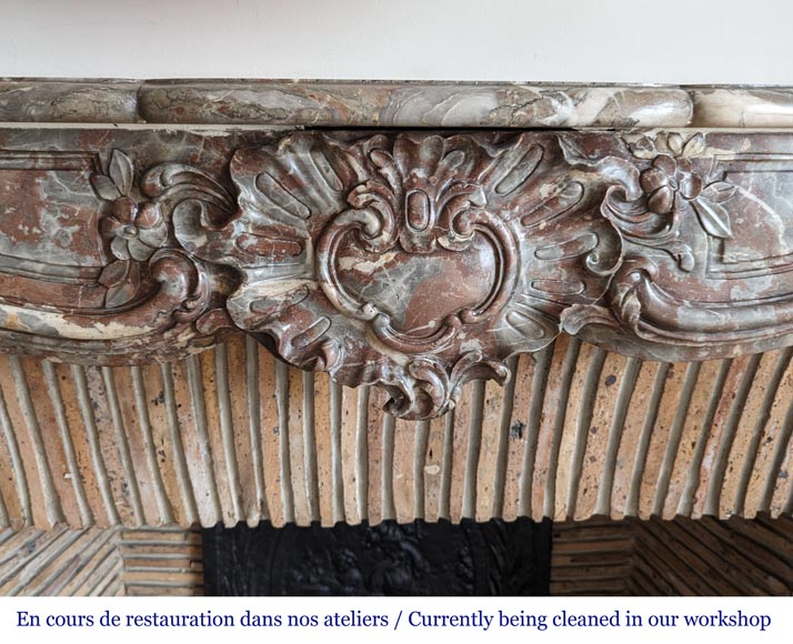 Louis XV style mantel in Rouge Royal marble, 18th century-1