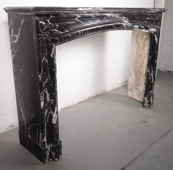 Louis XIV style mantel in black Marquina marble-1