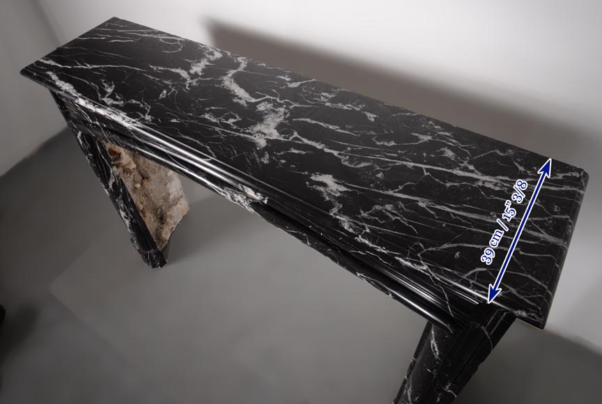 Louis XIV style mantel in black Marquina marble-7
