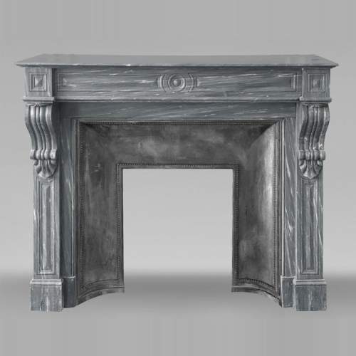 Napoleon III style Capucine model fireplace in blue Turquin marble