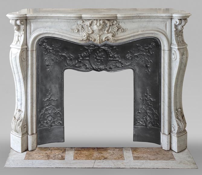 Louis XV style mantel in Carrara marble-0