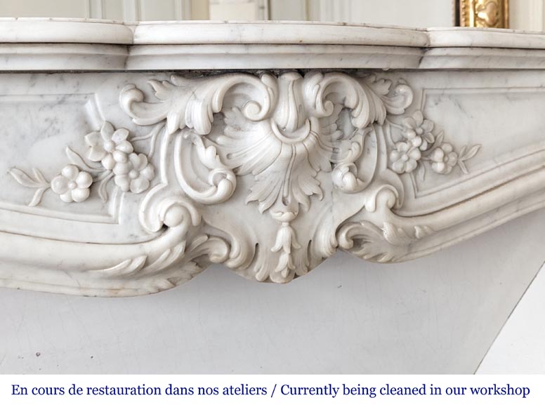 Louis XV style mantel in Carrara marble-2