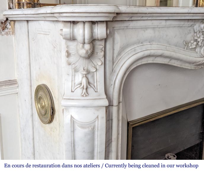 Louis XV style mantel in Carrara marble-4