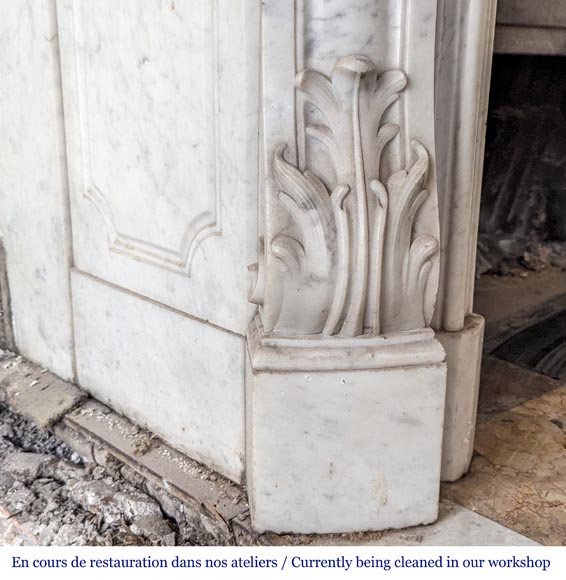Louis XV style mantel in Carrara marble-5