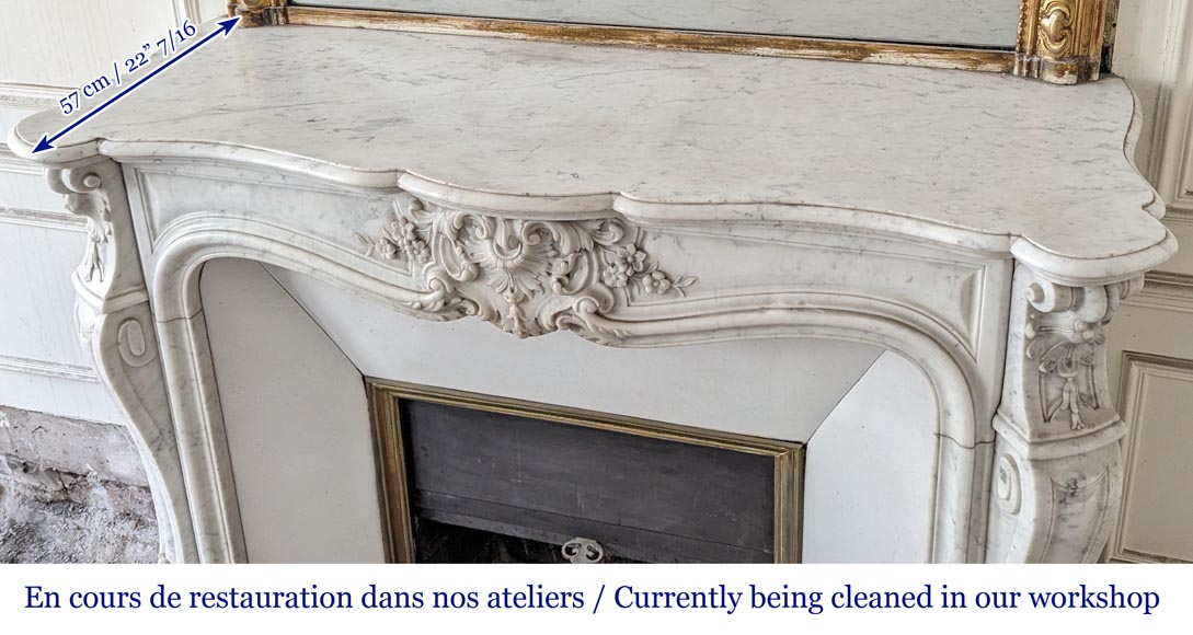 Louis XV style mantel in Carrara marble-10