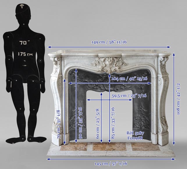 Louis XV style mantel in Carrara marble-11