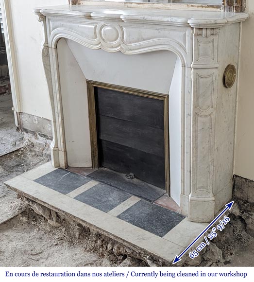 Louis XV style Pompadour mantel in Carrara marble-5