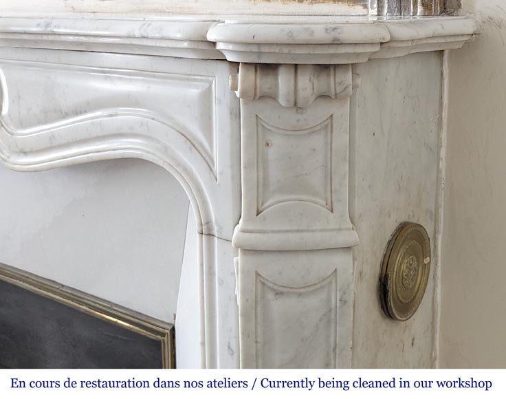 Louis XV style Pompadour mantel in Carrara marble-6