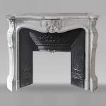 Louis XV style mantel with three carved shells in Carrara marble