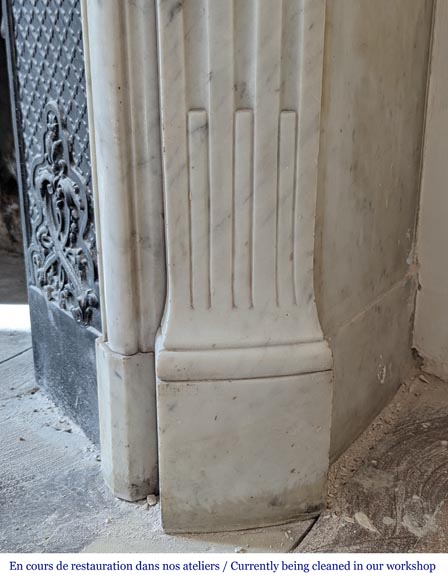 Louis XV style mantel with three carved shells in Carrara marble-8