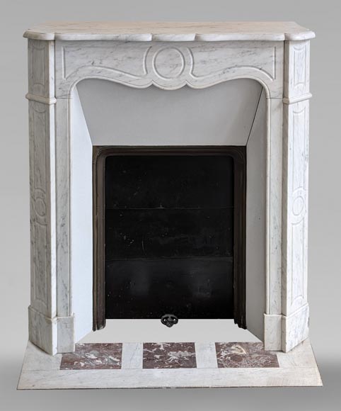 Louis XV style Pompadour mantel in Carrara marble-0
