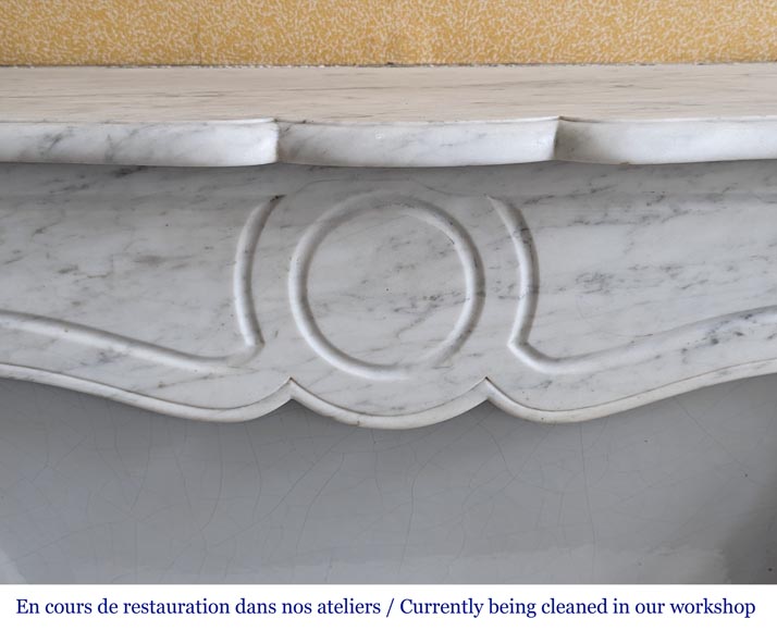 Louis XV style Pompadour mantel in Carrara marble-1