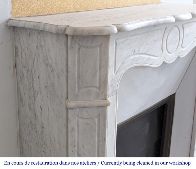 Louis XV style Pompadour mantel in Carrara marble-3