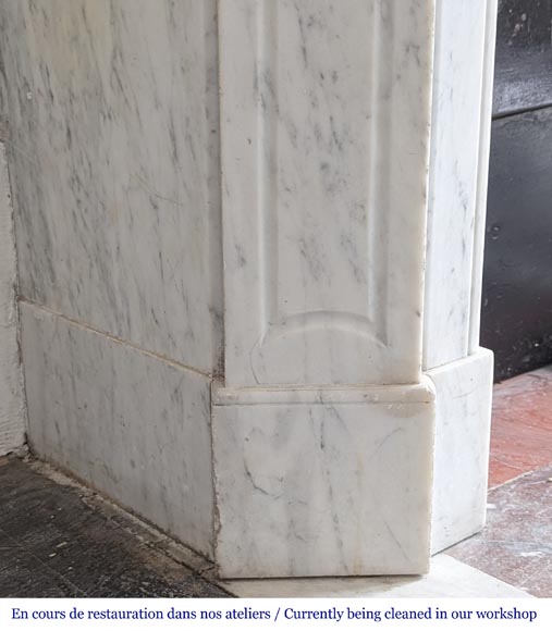 Louis XV style Pompadour mantel in Carrara marble-4