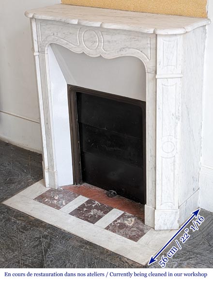 Louis XV style Pompadour mantel in Carrara marble-5