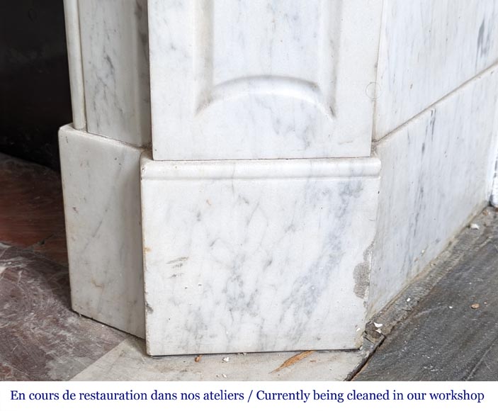 Louis XV style Pompadour mantel in Carrara marble-7