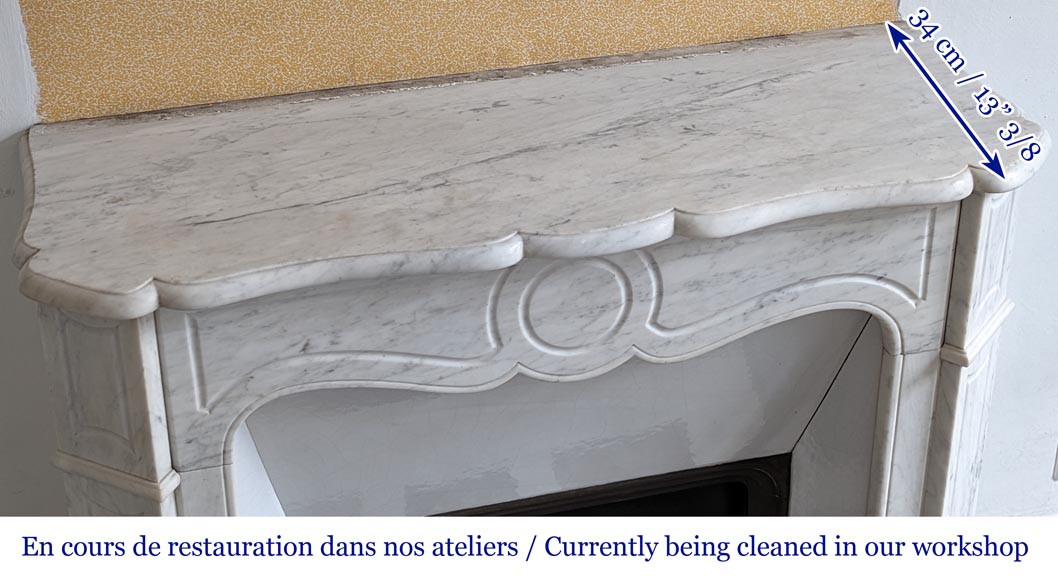 Louis XV style Pompadour mantel in Carrara marble-9