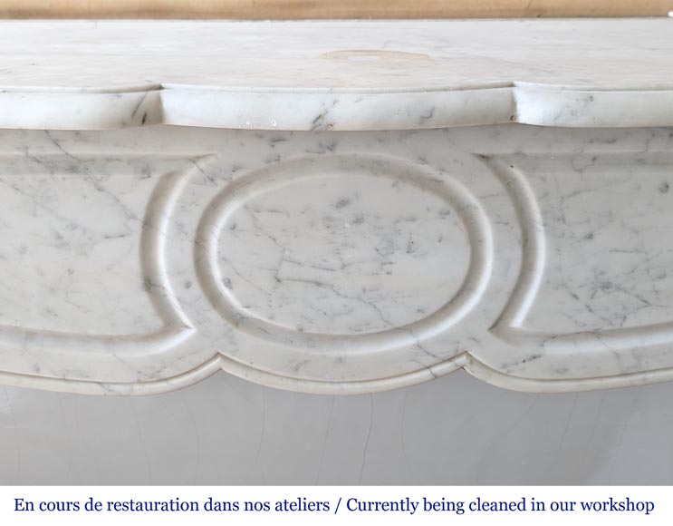 Louis XV style Pompadour mantel in Carrara marble-1