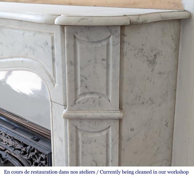 Louis XV style Pompadour mantel in Carrara marble-6
