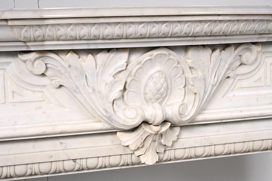 Carved Napoleon III style mantelpiece with chimeras in Carrara marble-2