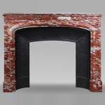 Louis XIV style mantel in red Languedoc marble