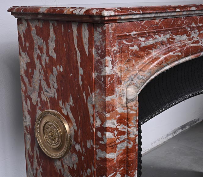 Louis XIV style mantel in red Languedoc marble-2