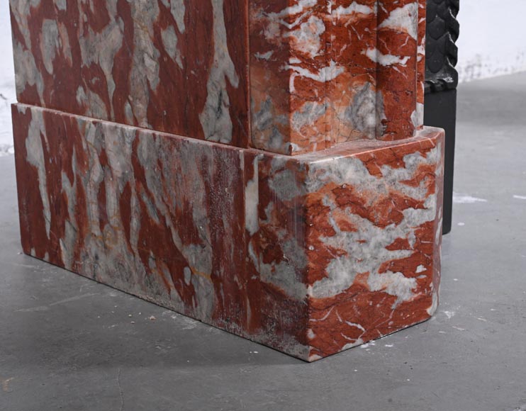 Louis XIV style mantel in red Languedoc marble-3