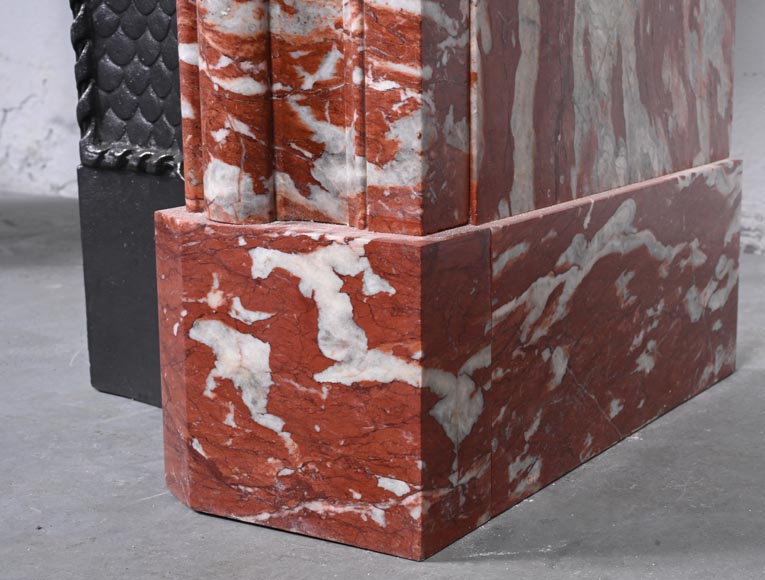 Louis XIV style mantel in red Languedoc marble-7