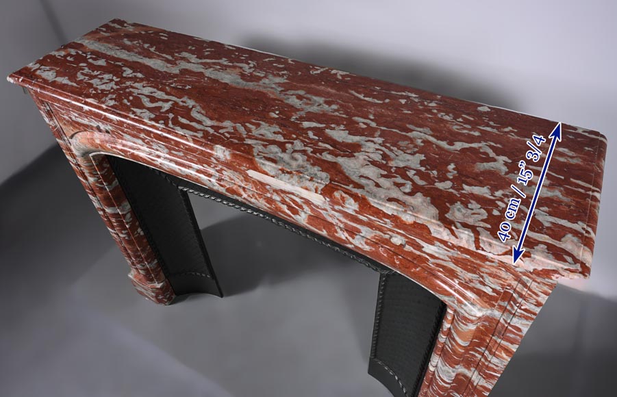 Louis XIV style mantel in red Languedoc marble-9
