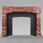 Louis XIV style mantel in red Languedoc marble