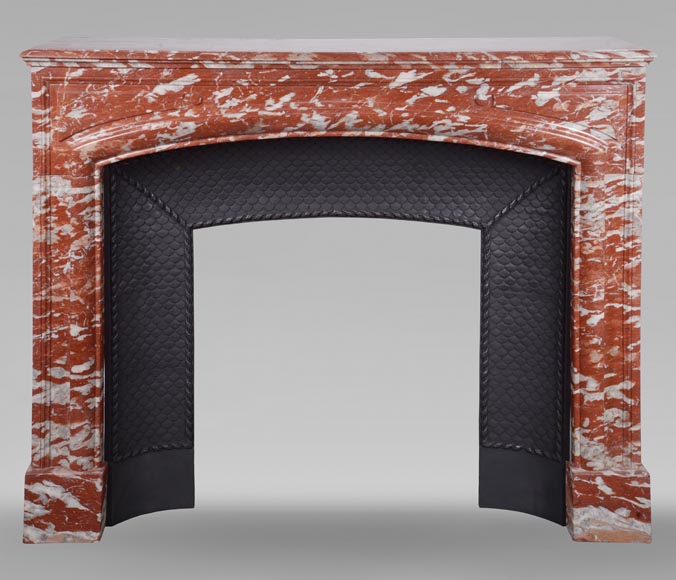 Louis XIV style mantel in red Languedoc marble-0