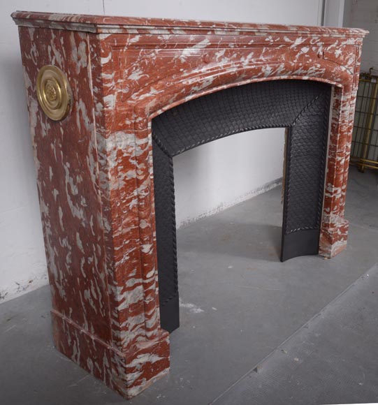 Louis XIV style mantel in red Languedoc marble-2