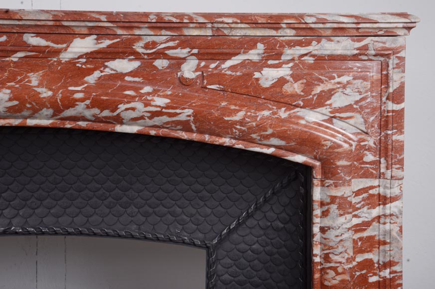 Louis XIV style mantel in red Languedoc marble-6