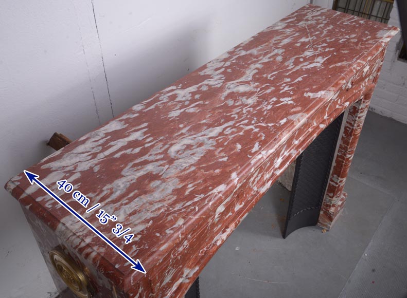 Louis XIV style mantel in red Languedoc marble-11