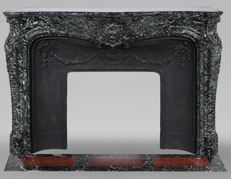 Louis XV style mantel in Vert de Mer marble-0