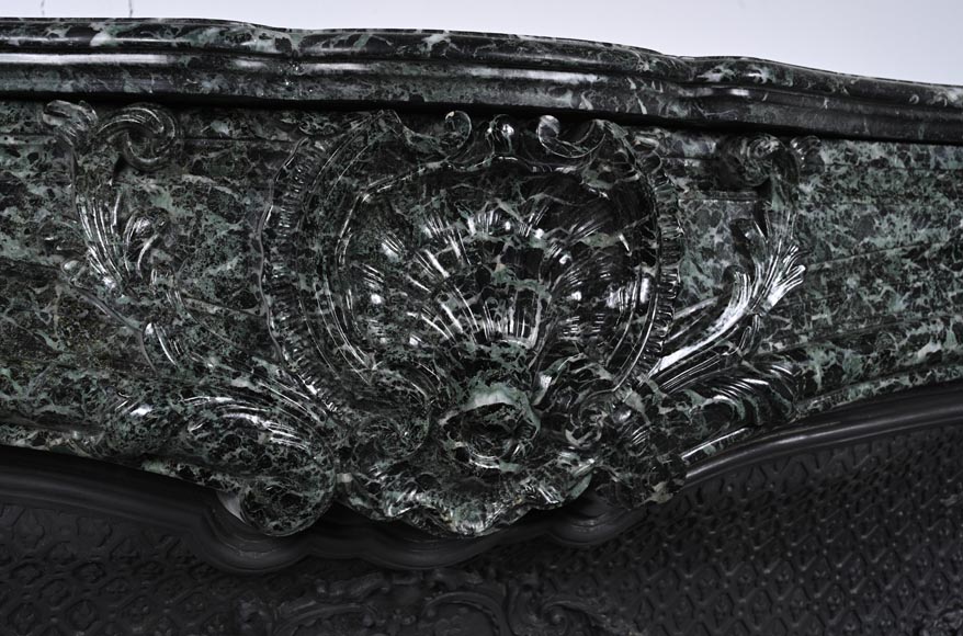 Louis XV style mantel in Vert de Mer marble-2