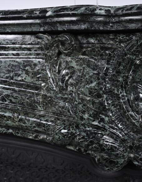Louis XV style mantel in Vert de Mer marble-3